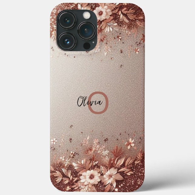 Moderne Rose mit Gold und Blumen10 Case-Mate iPhone Hülle (Rückseite)