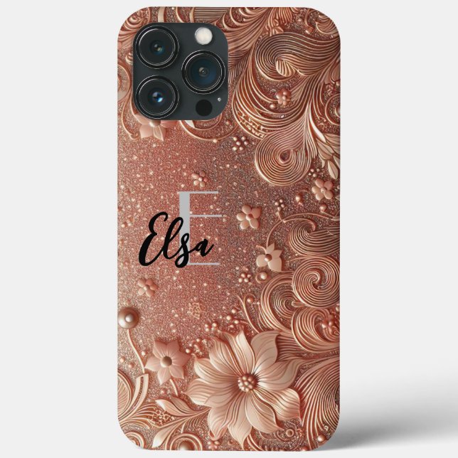 Moderne Rose mit Gold und Blumen3 Case-Mate iPhone Hülle (Rückseite)