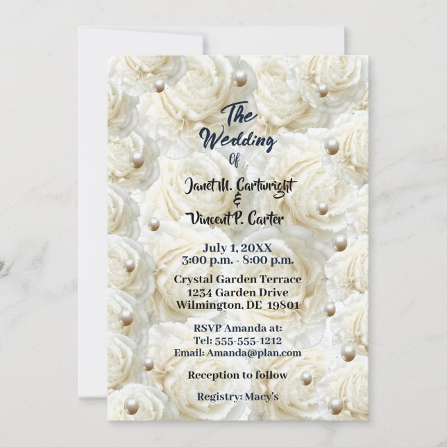 Moderne Rose Pearl Wedding Einladung (Vorderseite)