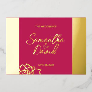 Moderne Rose Red Wedding Foil Einladung