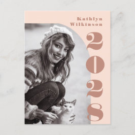 Moderne Rose Rosa Bögen Fettschrift Foto Grad Ankündigungspostkarte