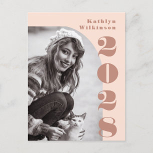 Moderne Rose Rosa Bögen Fettschrift Foto Grad Ankündigungspostkarte