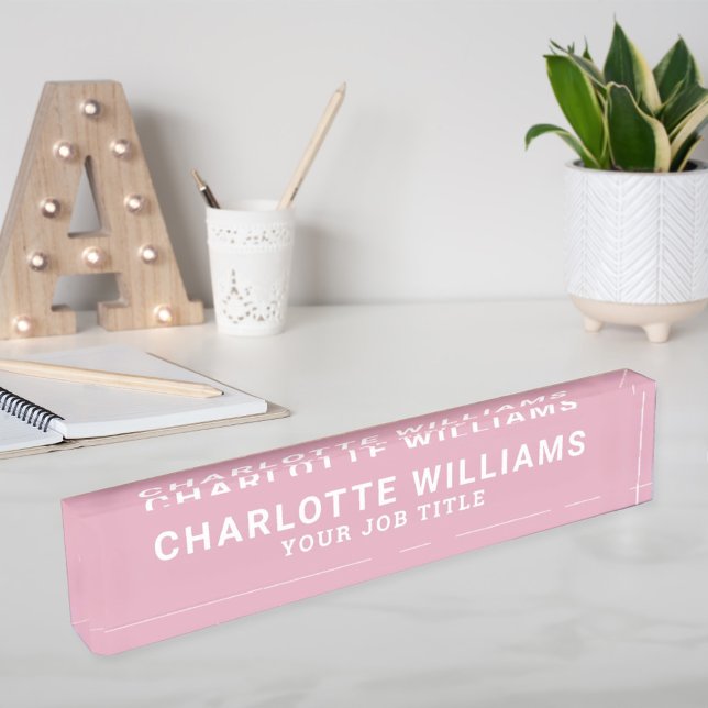 Moderne Rose Rosa Büroangestellte Namensplakette (Von Creator hochgeladen)