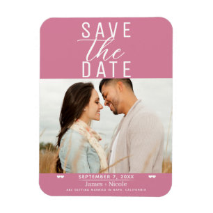 Moderne Rose Rosa Save the Date Hochzeitsstift Fot Magnet
