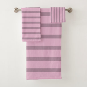 Moderne Rose Rosa und Mauve Streifen Badhandtuch Set