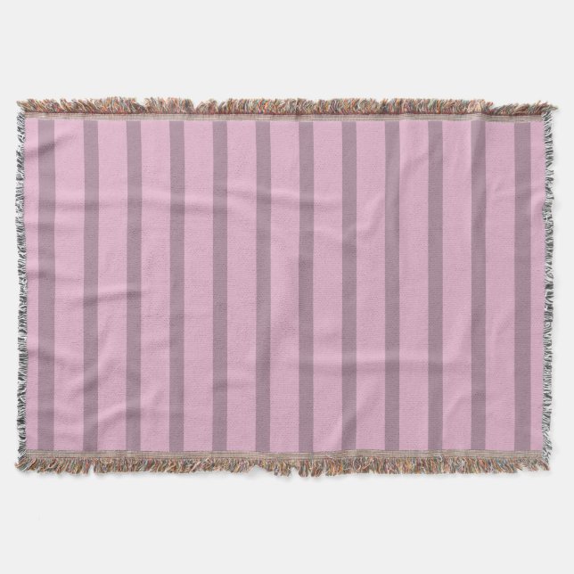 Moderne Rose Rosa und Mauve Streifen Decke (Vorderseite)
