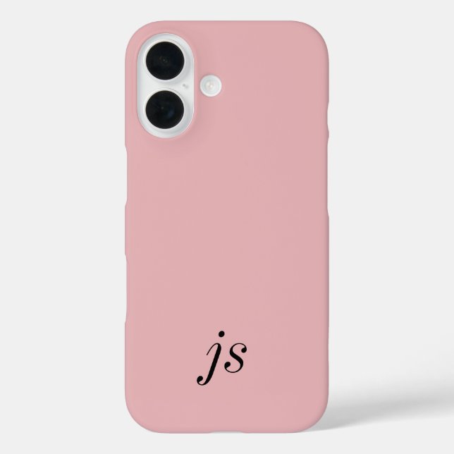 Moderne Rosé Schwarz Monogramm Name Case-Mate iPhone Hülle (Rückseite)
