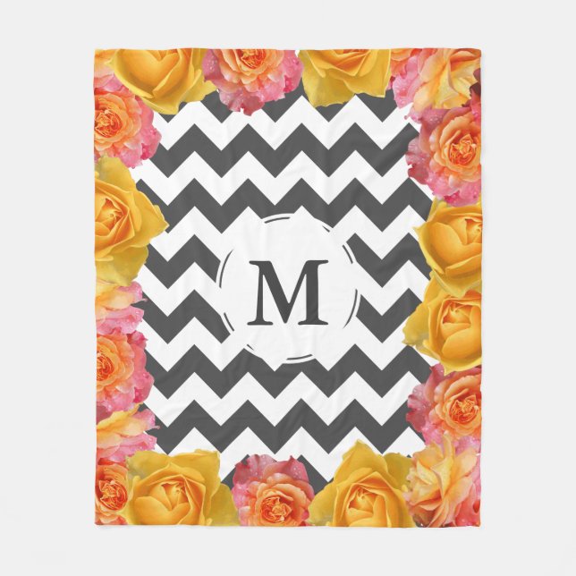 Moderne Rose und Chevrons - Urschrift Fleecedecke (Vorderseite)