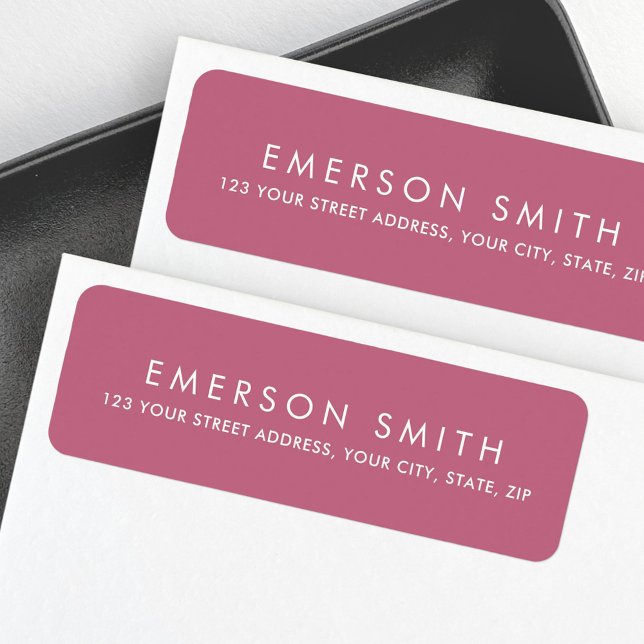 Moderne Rose und minimale Rücksendeadresse (Modern rose mauve minimal elegant return address label)