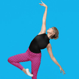 Moderne Rose Violet und Schwarze Punkte Leggings