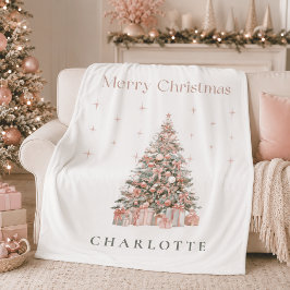 Moderne Rosé-Weihnachtsbaum Personalisierter Feier Fleecedecke