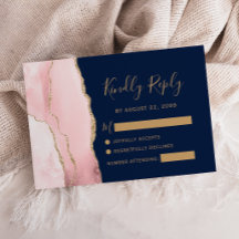 Moderne Roségold-Achat-Navyblau-Hochzeit