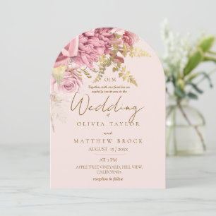 Moderne Roségold-Blush-Blumenhochzeit Einladung