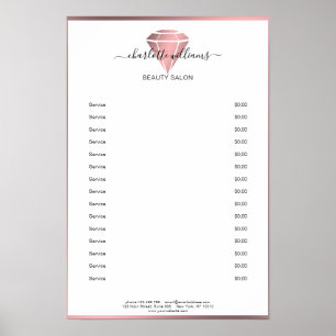 Moderne Roségold Diamant Preisliste Poster