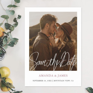 Moderne Roségold-Foto-Save-the-Date-Magneteinladun Magneteinladung