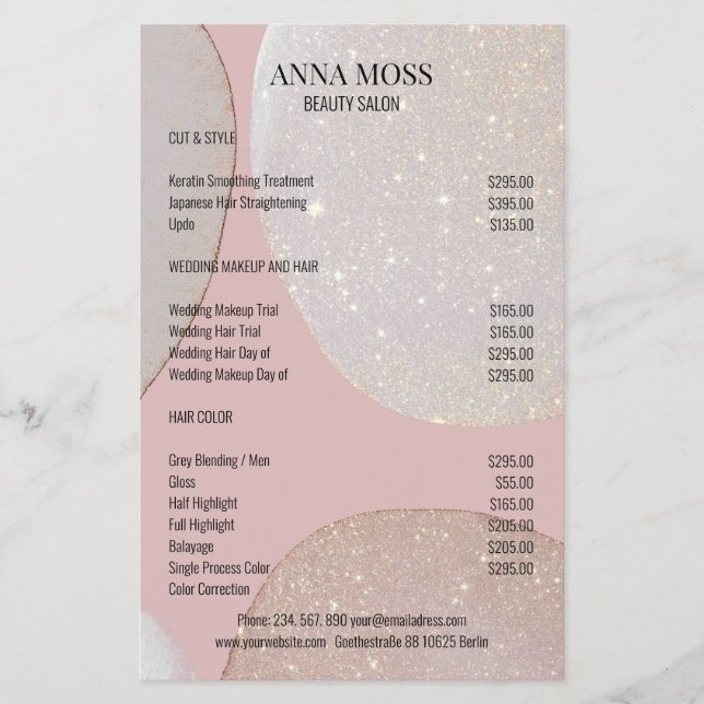 Moderne Roségold Glitter Flyer (Vorne)