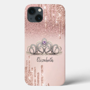 Moderne Roségold-Glitter-Tropfen-Ombre-Tiara Case-Mate iPhone Hülle