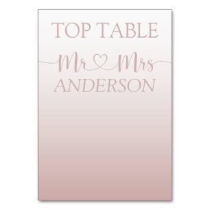 Moderne Roségold-Gradient-Hochzeitstisch-Tischdeko Tischnummer