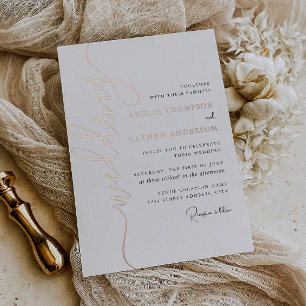 Moderne Roségold-Hochzeit Folieneinladung