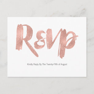 Moderne Roségold-Liebe-Hochzeit-RSVP-Postkarte Einladungspostkarte