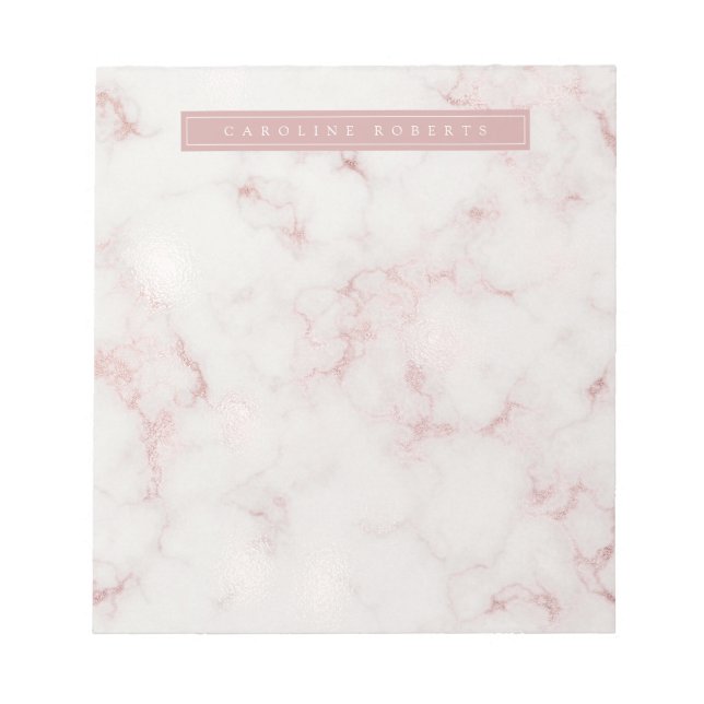 Moderne Roségold-Marmor-Optik Notizblock (Vorderseite)