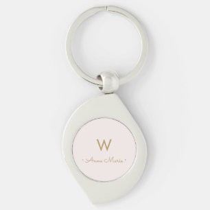 Moderne Roségold-Minimalist-Monogramm  Schlüsselanhänger