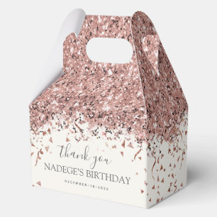 Moderne Roségold-Rouge-Floral-Geburtstag Geschenkschachtel
