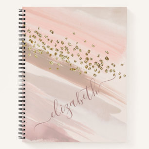 Moderne roségoldene Glitter Schrift Name Notizbuch