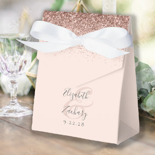 Moderne roségoldene Hochzeit mit Glitter Geschenkschachtel