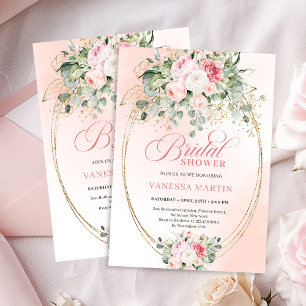Moderne roségoldene Hochzeitsdusche-Karte in Blush Einladung
