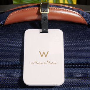 Moderne roségoldene minimalistische Monogramm Gepäckanhänger