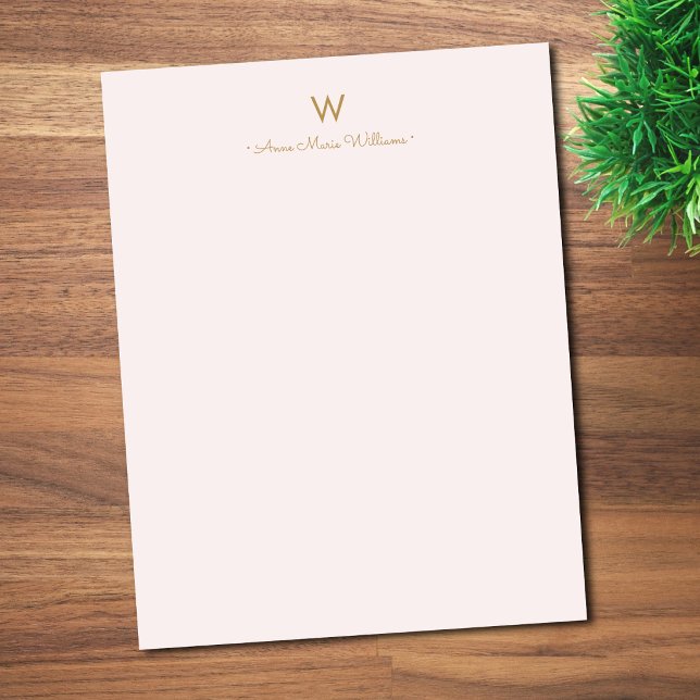Moderne roségoldene Schriftmonogramm Briefbogen (Von Creator hochgeladen)