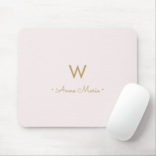 Moderne roségoldene Schriftmonogramm Mousepad