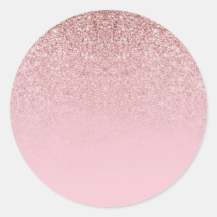 Moderne Rosen-Gold-Glitter-Leer-Vorlage Text hinzu Runder Aufkleber