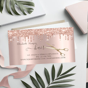 Moderne Rosen Gold Tropfen Gold Schere Haar Magnetische Visitenkarte