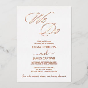 Moderne Rosen-Goldfolie Schrift "Wir tun es" Hochz Folieneinladung