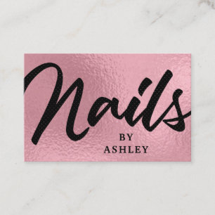 Moderne Rosen-Goldkalligraphie-Nägel Visitenkarte