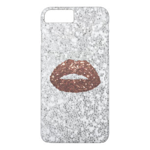 Moderne Rosen-Goldlippenchic-SilberSequins Case-Mate iPhone Hülle
