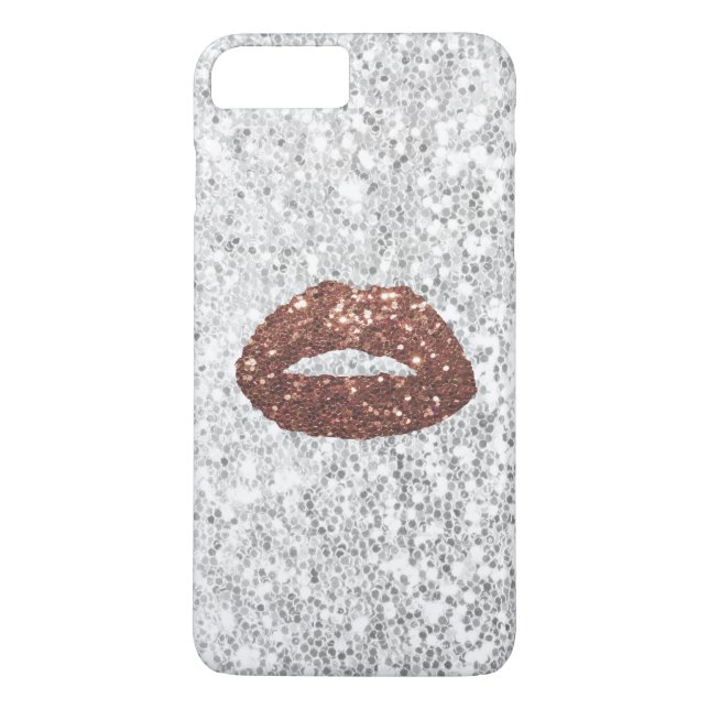 Moderne Rosen-Goldlippenchic-SilberSequins Case-Mate iPhone Hülle (Rückseite)