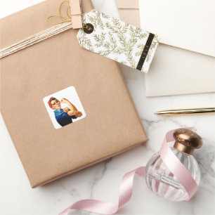 Moderne Rosie The Riveter Quadratischer Aufkleber