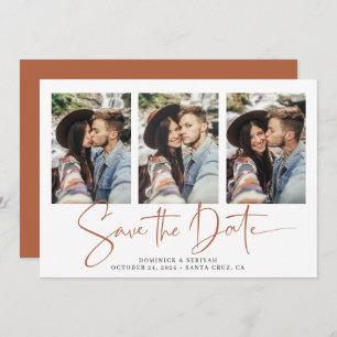 Moderne Rost Terracotta Save the Date handschriftl