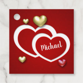 Moderne Rot-Gold-Valentinstag-Herzen Geschenkanhänger