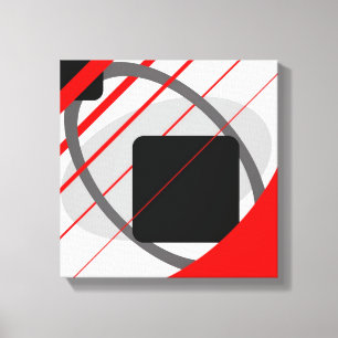 Moderne Rot Grau Schwarz Off-White - Wrapped Canva Leinwanddruck