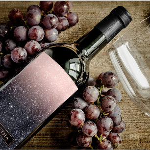 Moderne Rot-Rosa-Glitzer-Glitzern Weinbezeichnung Weinetikett