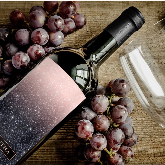 Moderne Rot-Rosa-Glitzer-Glitzern Weinbezeichnung Weinetikett (Von Creator hochgeladen)