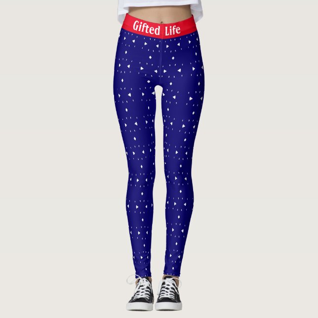 Moderne Rot, Royal Blue und White Leggings (Vorderseite)