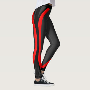 Moderne Rot-Schwarz-Geometrische Musterung Leggings