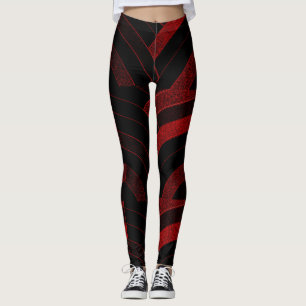 Moderne, rot/schwarze Chevronen Leggings
