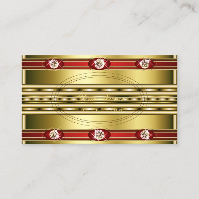 Moderne Rot- und Goldfarben mit Imitaten Rhineston Visitenkarte (Vorderseite)
