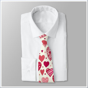 Moderne Rot- und Rosa-Herzen-Muster Krawatte